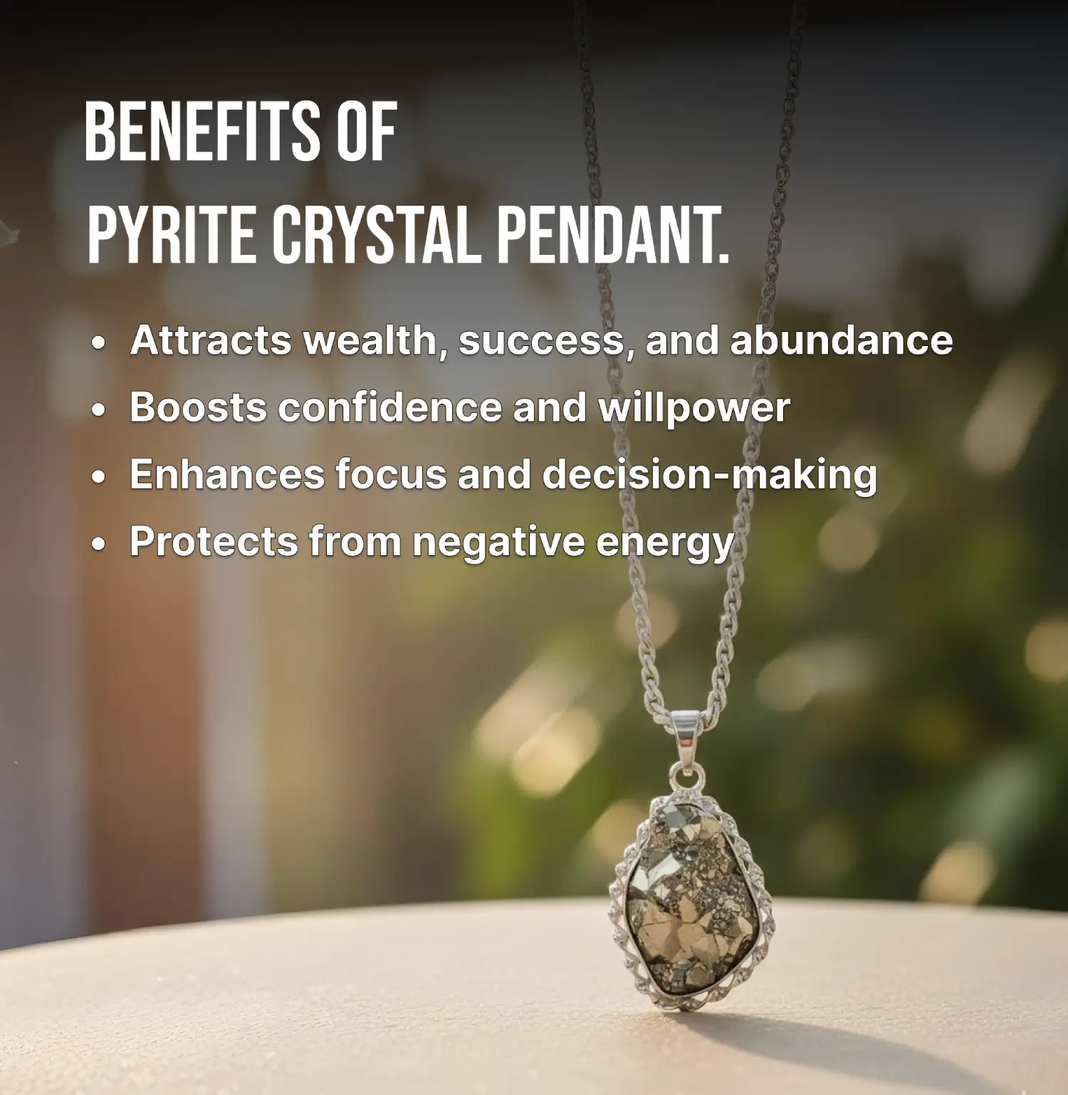 Pyrite Pendant for Protection & Wealth Info