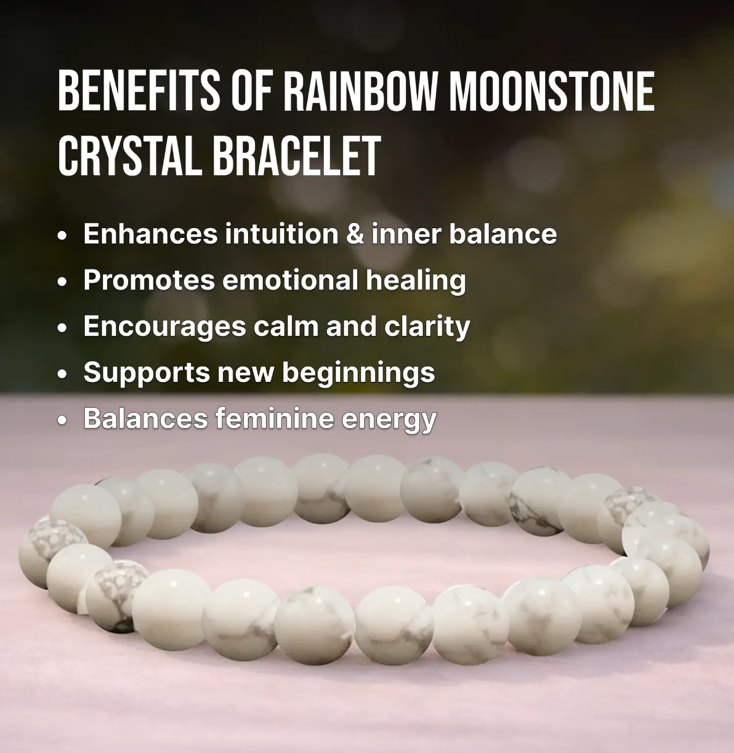 Rainbow Moonstone Crystal Bracelet Info