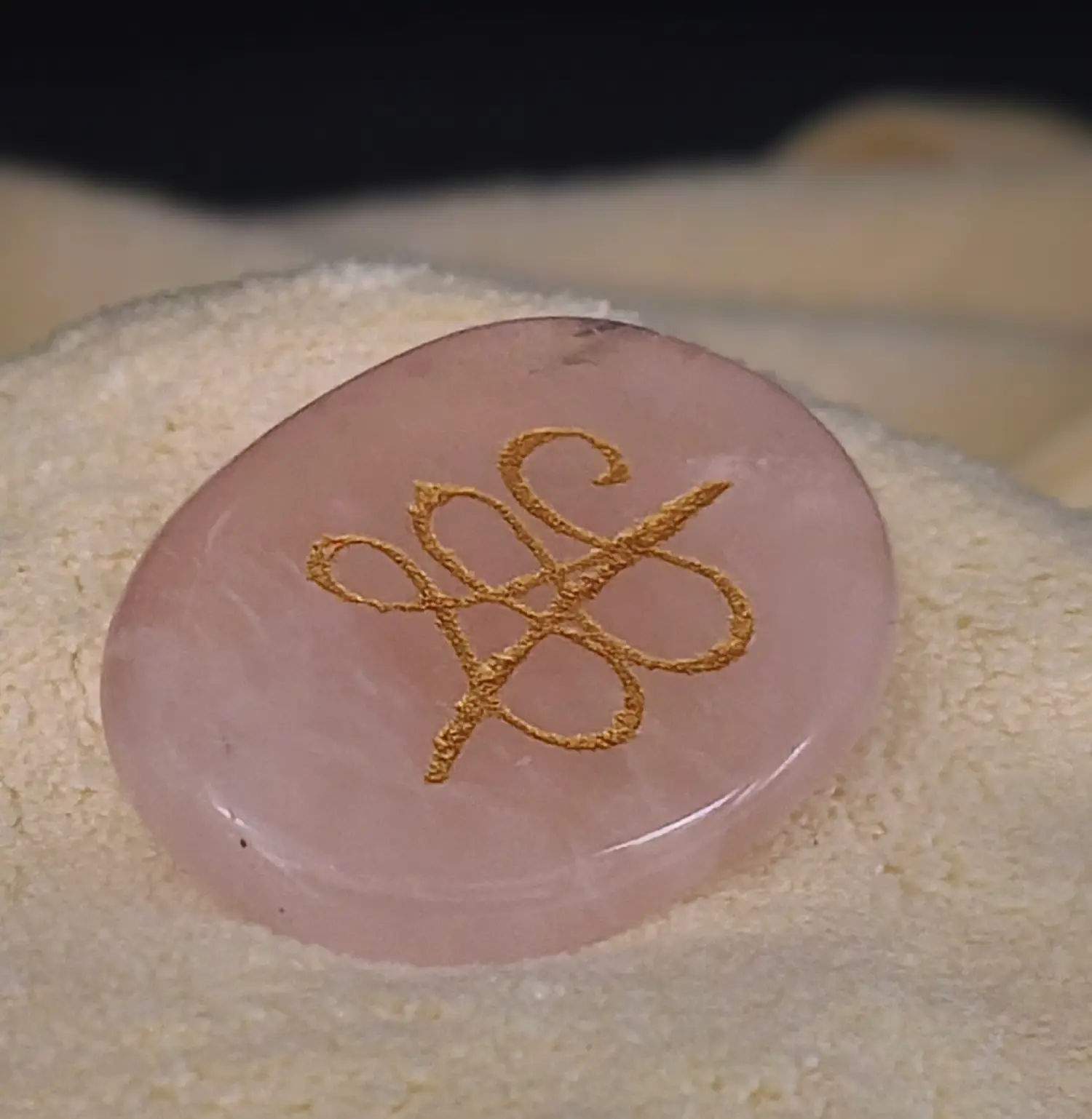 Rose Quartz Crystal Zibu Coin Back