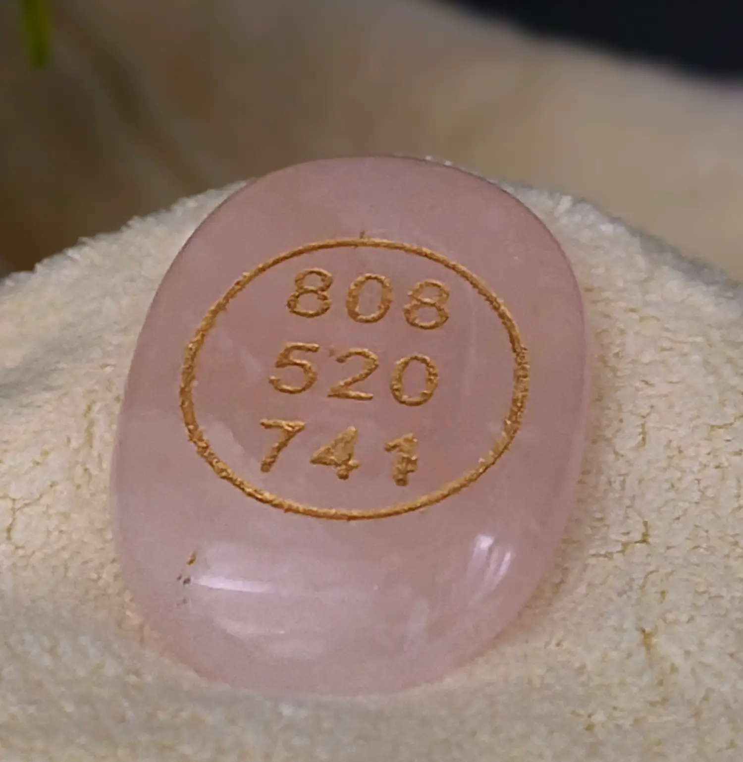 Rose Quartz Crystal Zibu Coin Front