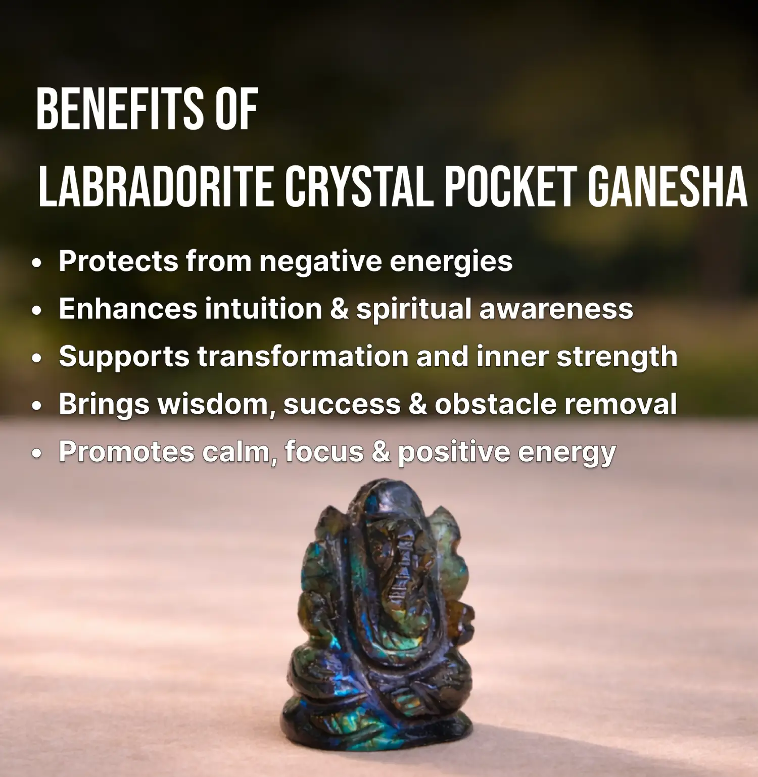 Labradorite Crystal Pocket Ganesha Info