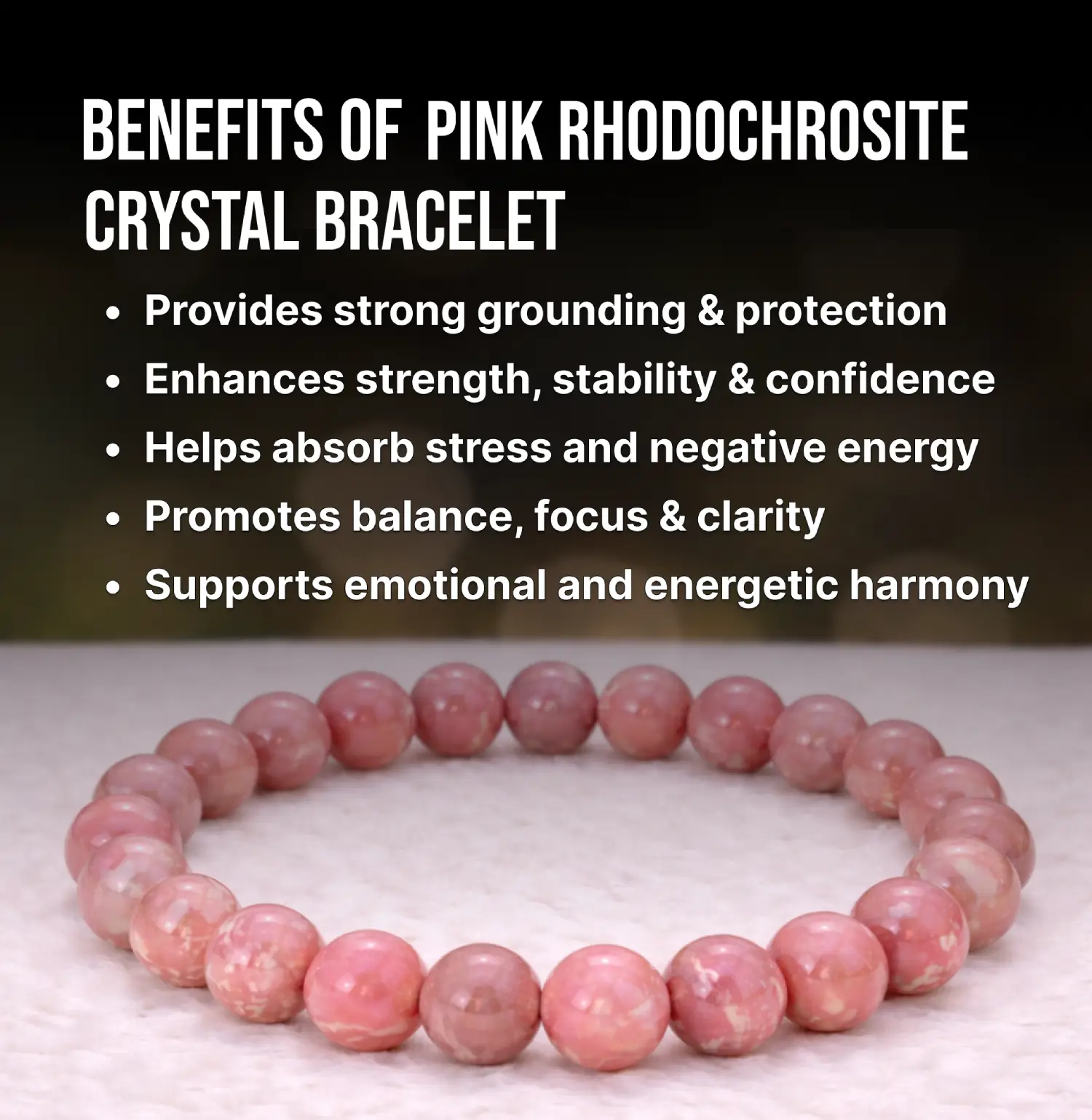 Pink-Rhodochrosite-Crystal-Bracelet-lnfo