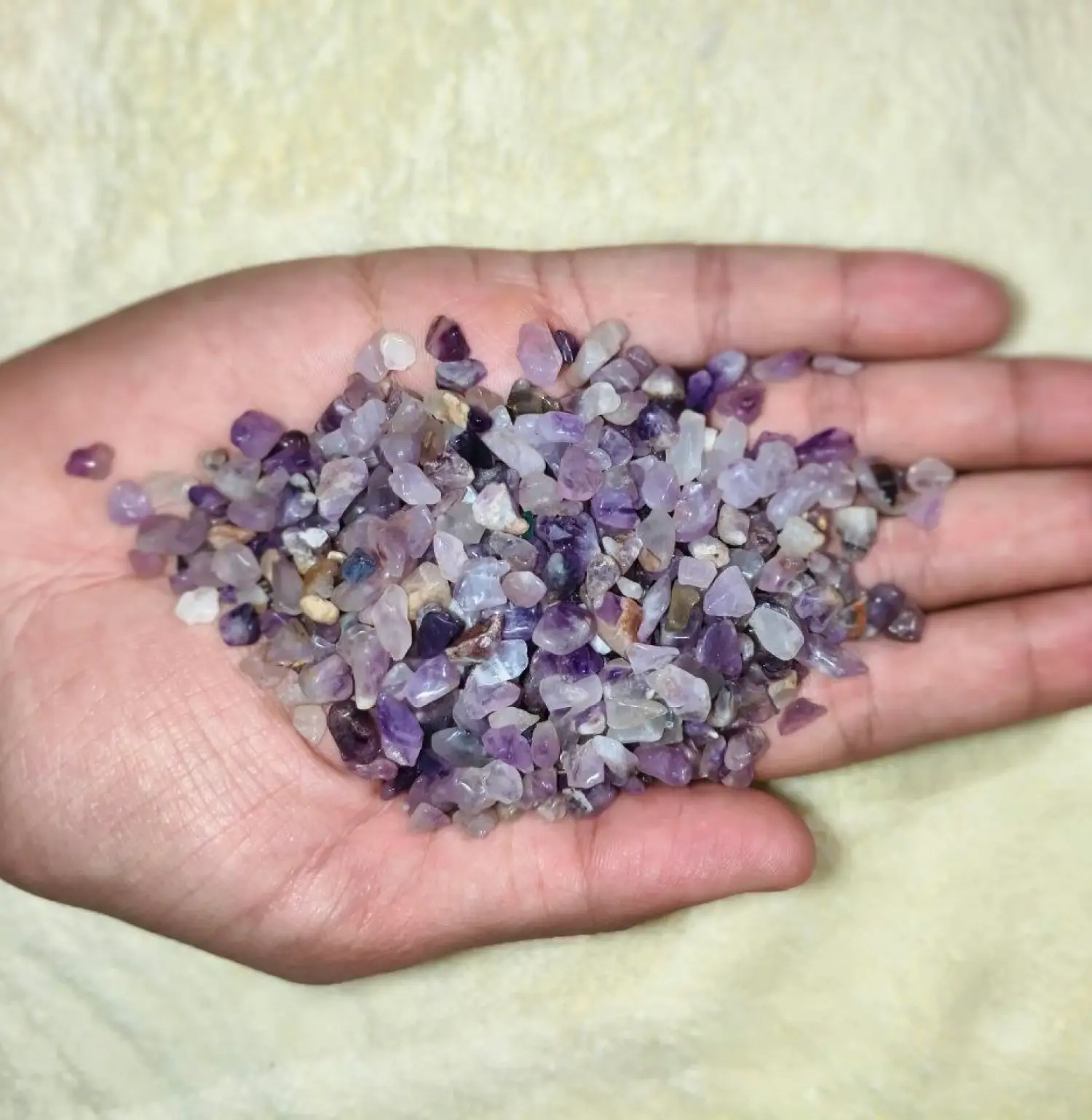 Amethyst Chips Stones Hand