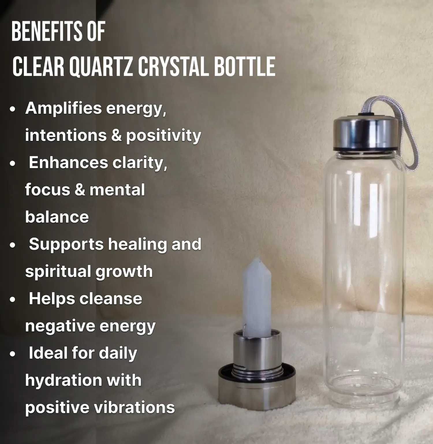 Clear Quartz Crystal Bottle Info