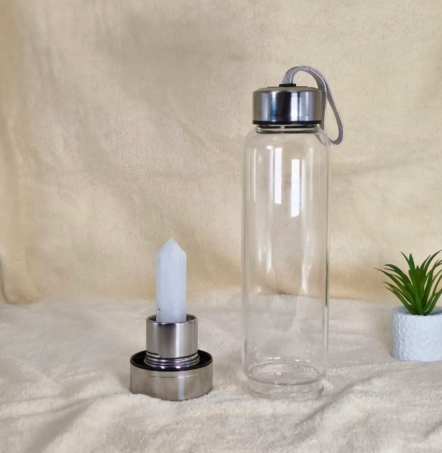 Clear Quartz Crystal Bottle Open