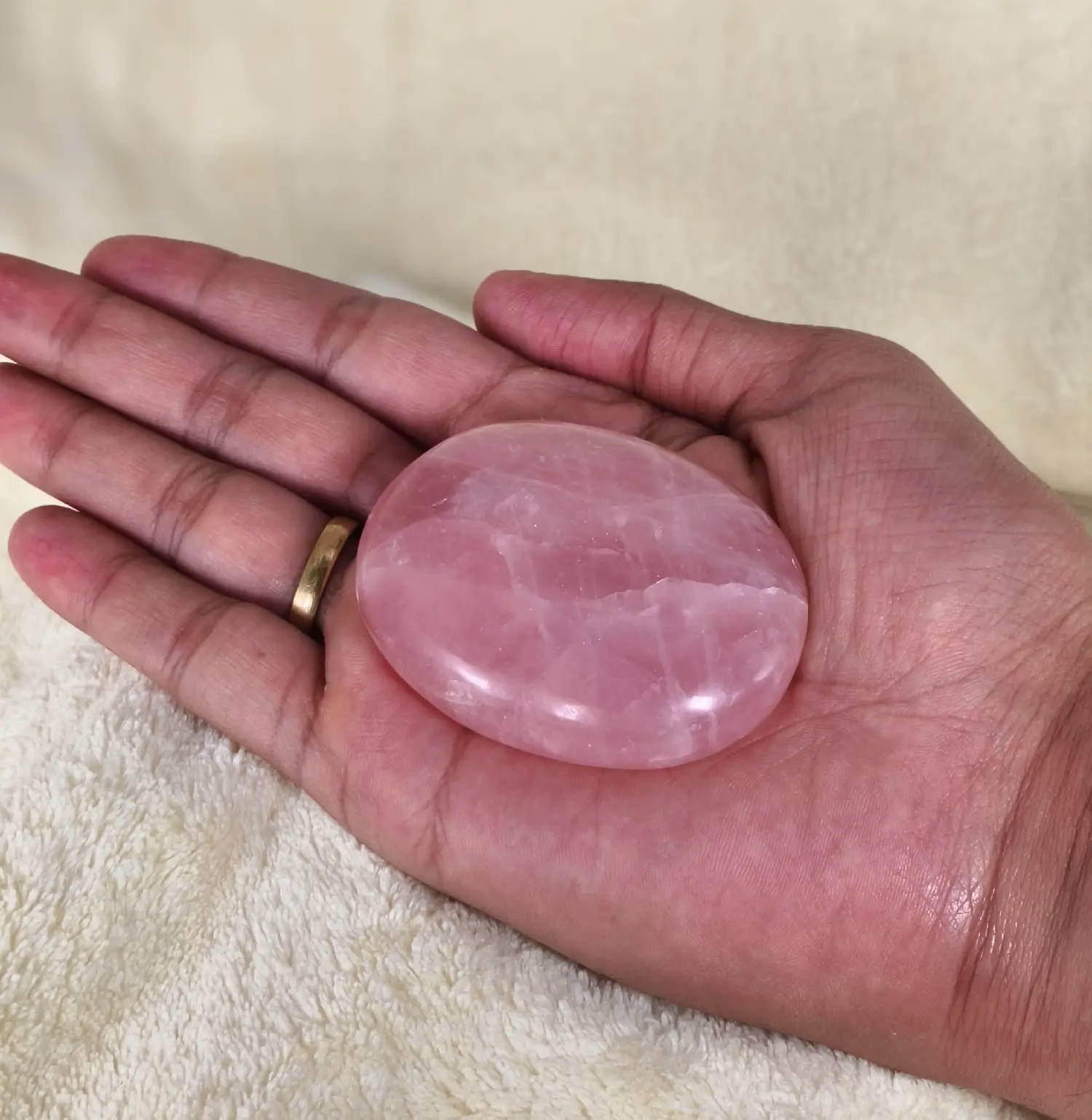 Rose Quartz Palm Stone Hand