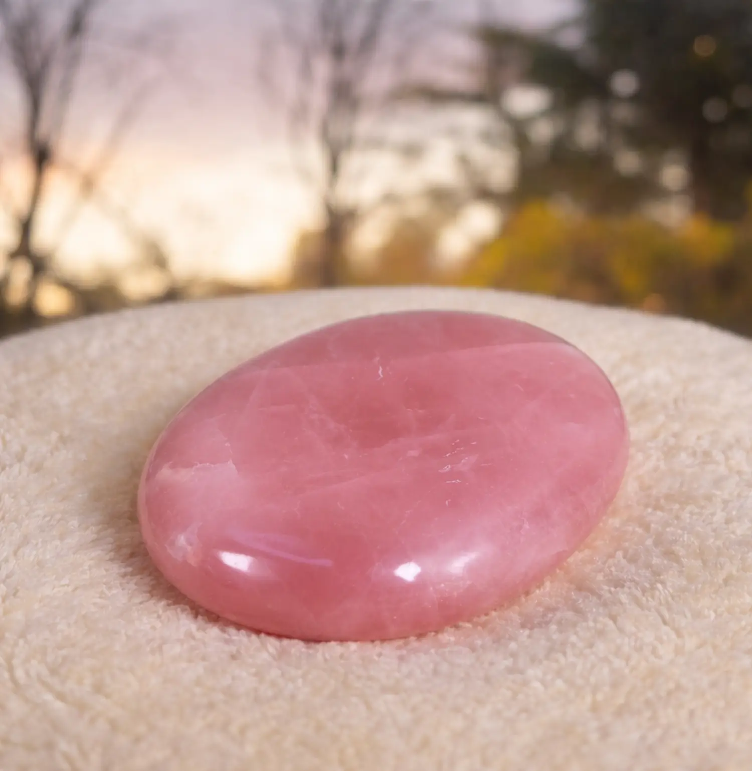 Rose Quartz Palm Stone Natural
