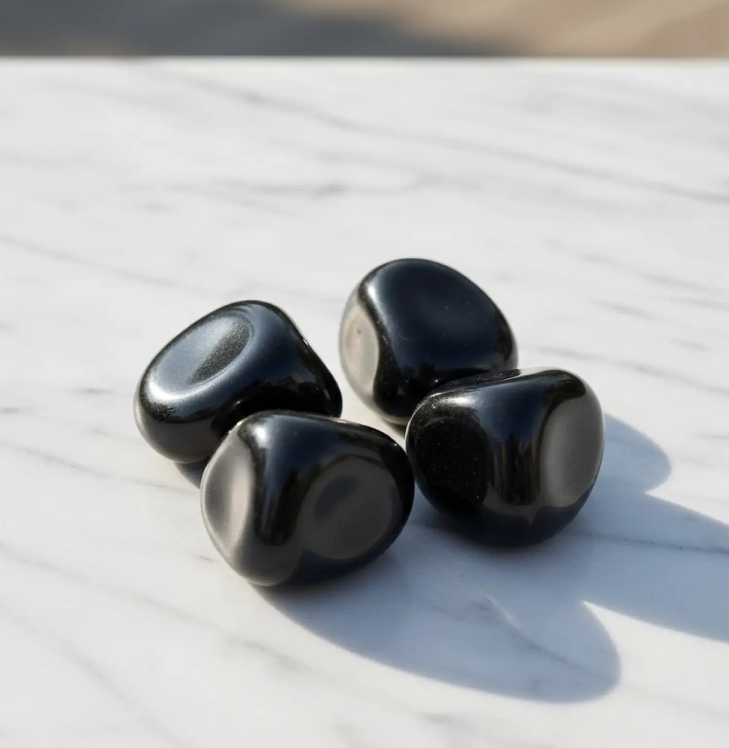Black Obsidian Tumble Stone 2cm (pack of 4) - Image 3