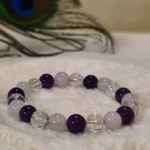 Clear Quartz + Amethyst + Selenite Crystal Bracelet