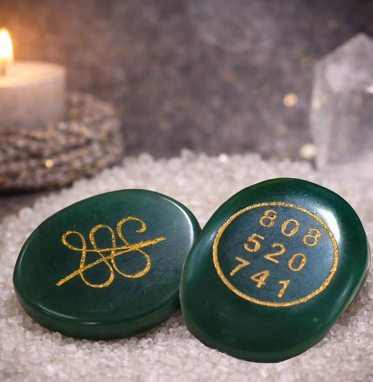 Green Jade Crystal Zibu Coin - Image 3