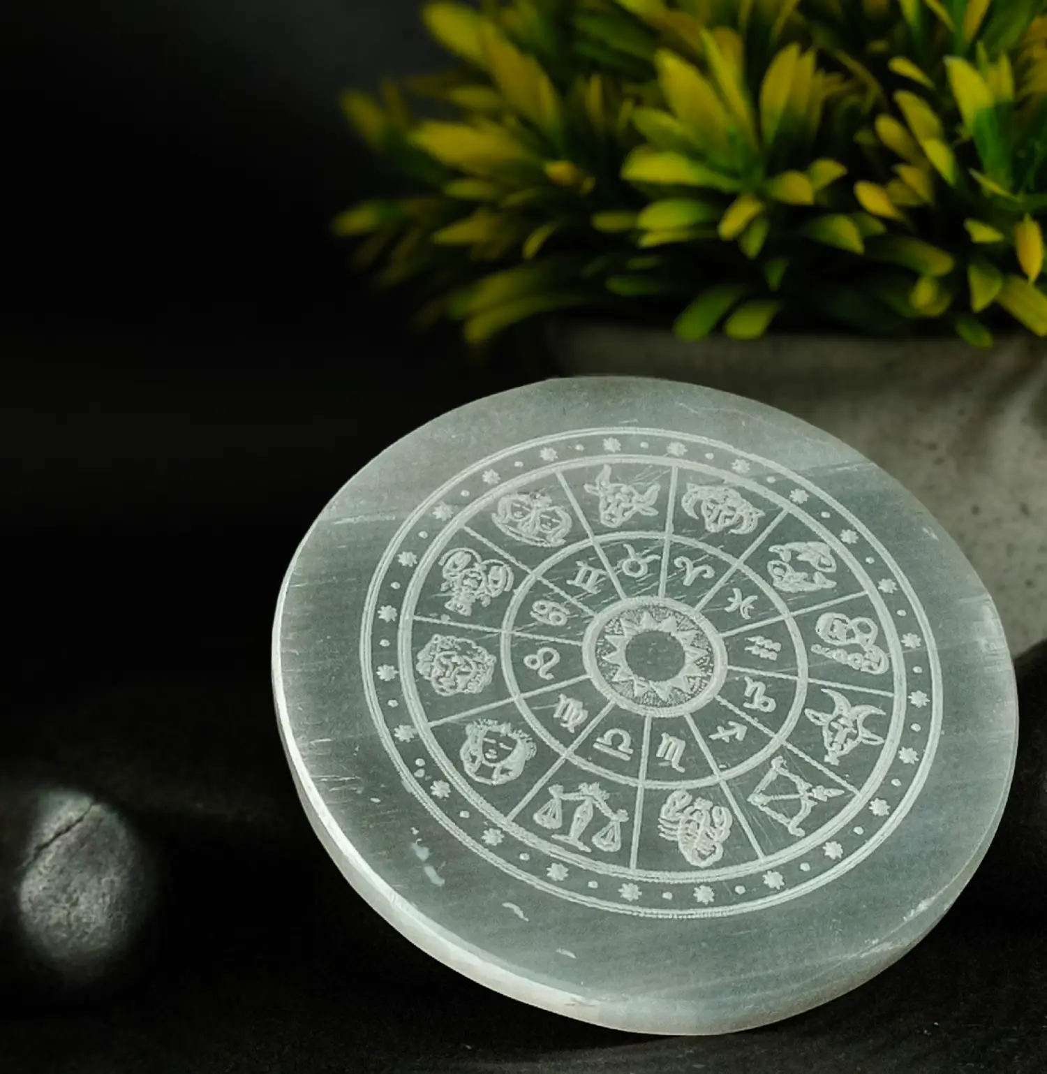 Selenite Charging Plate with 12 Zodiac Signs