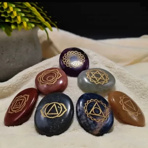 7 Chakra Symbol Coins Engraved Set (Enhanced Meditation Practice)