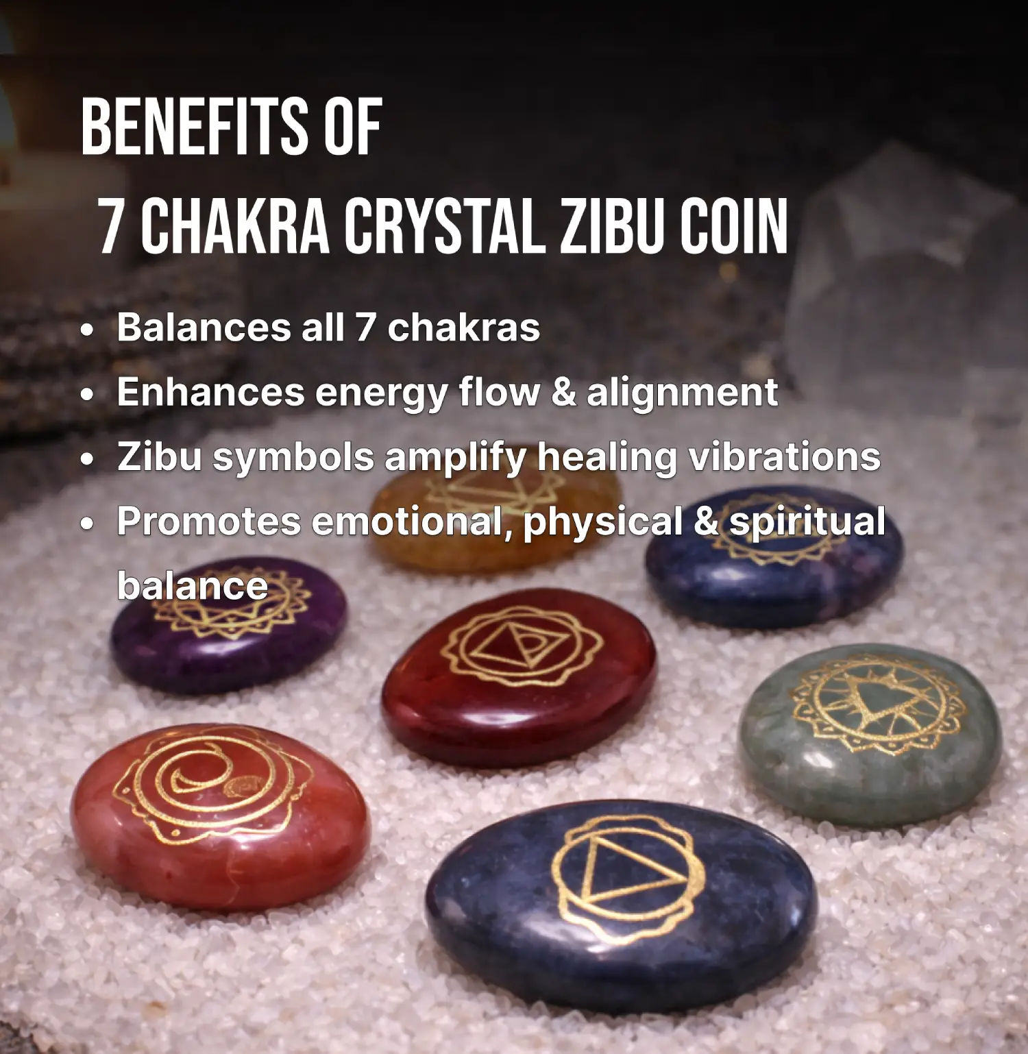 7 Chakra Symbol Coins Engraved Set (Enhanced Meditation Practice) - Image 3